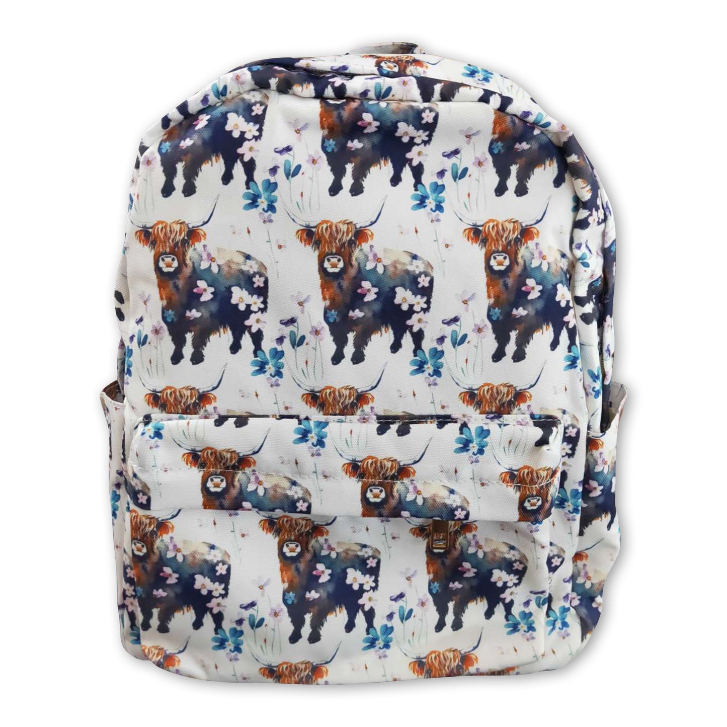 Highland cow floral kids western backpack