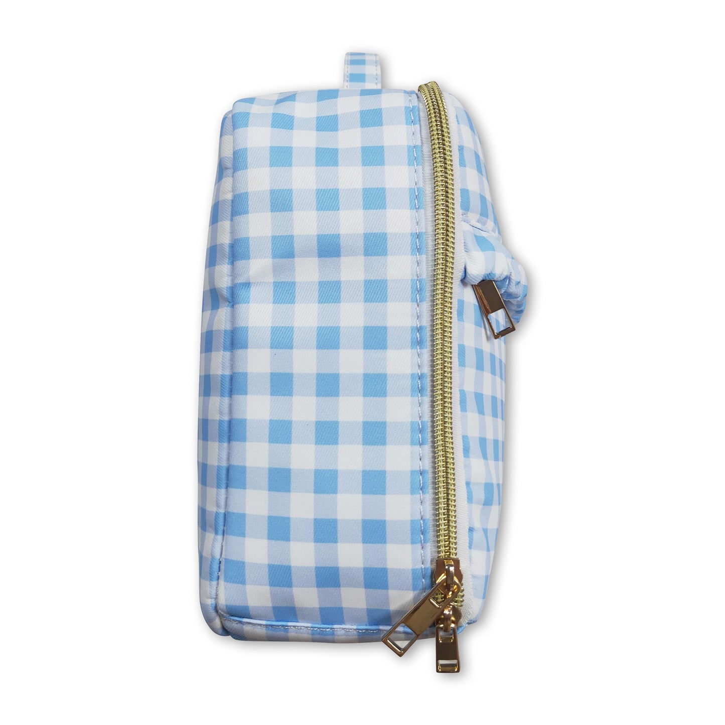 Blue plaid ruffle kids girls lunch box bag