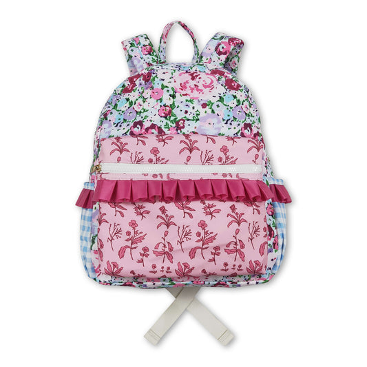 Lavender floral ruffle cute little girls backpack ship from US