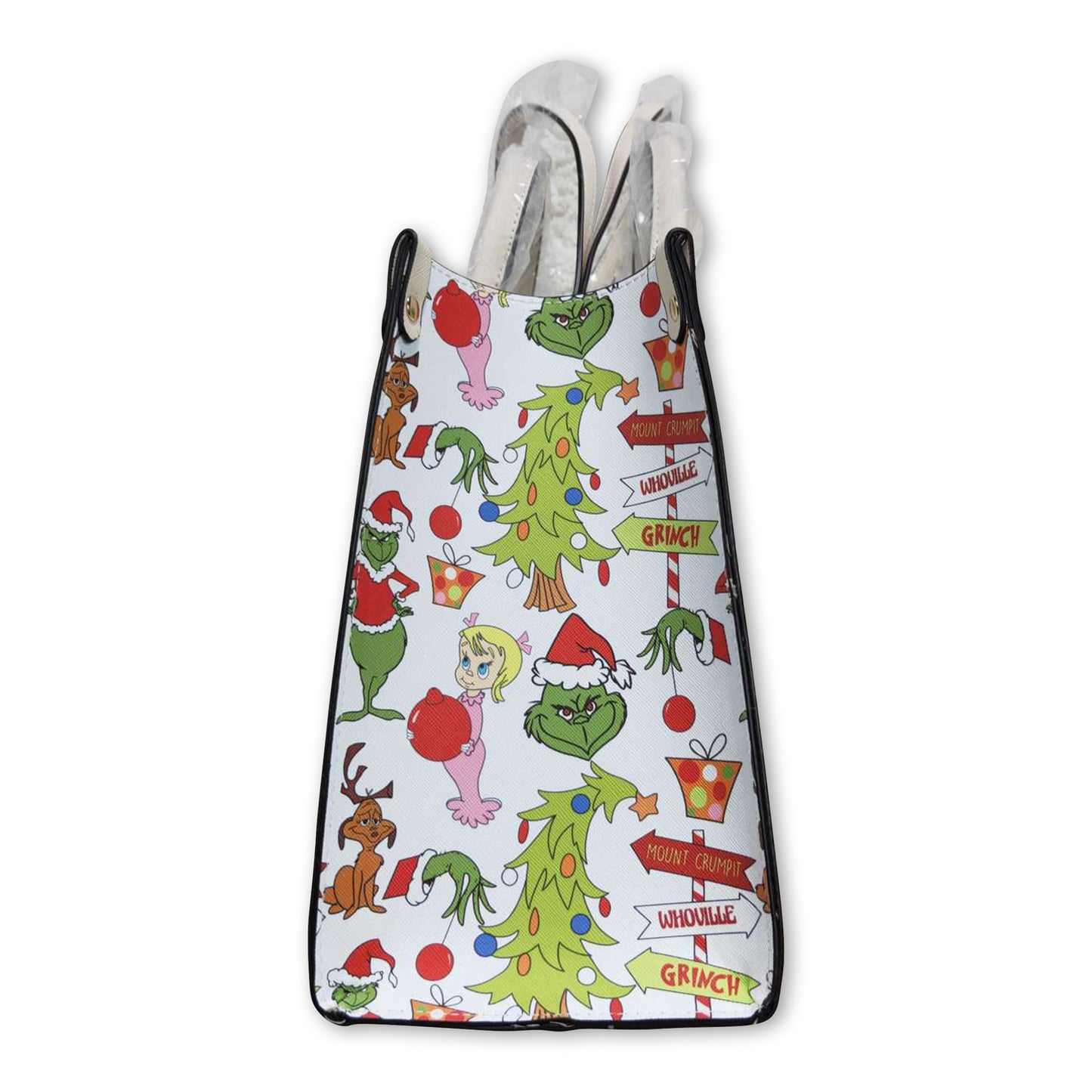 Green face gift Christmas tree girls tote bag