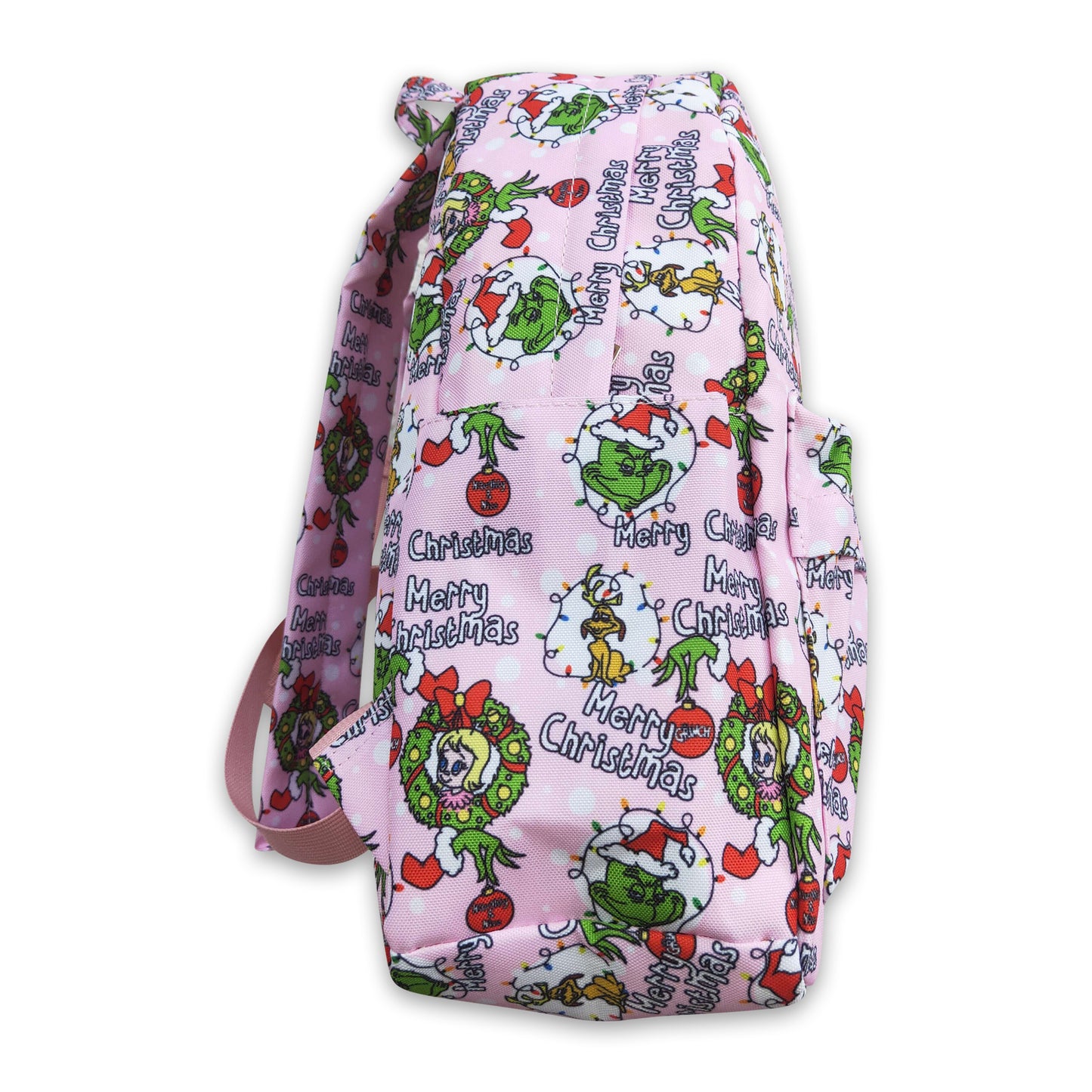 Merry Christmas pink green face girls backpack