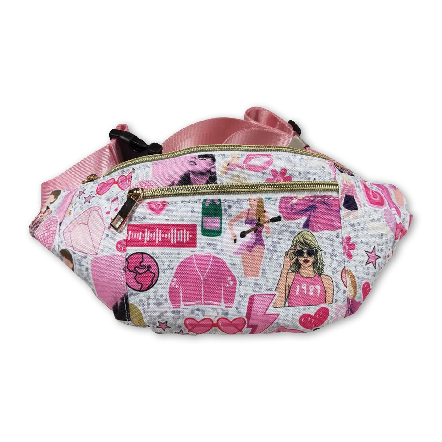 Pink guitar heart singer girls fanny pack