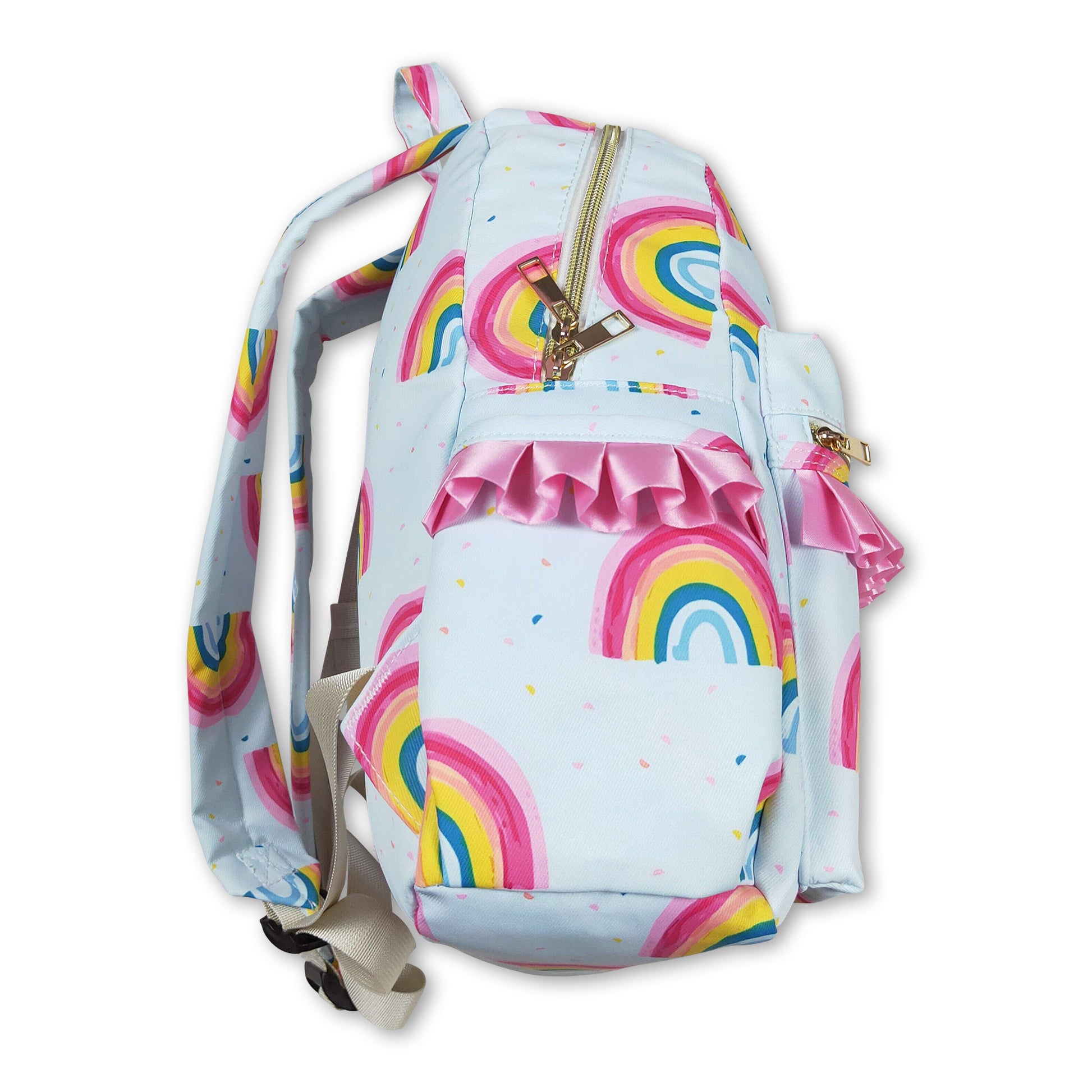 Colorful rainbow ruffle kids girls backpack – Western kids clothes