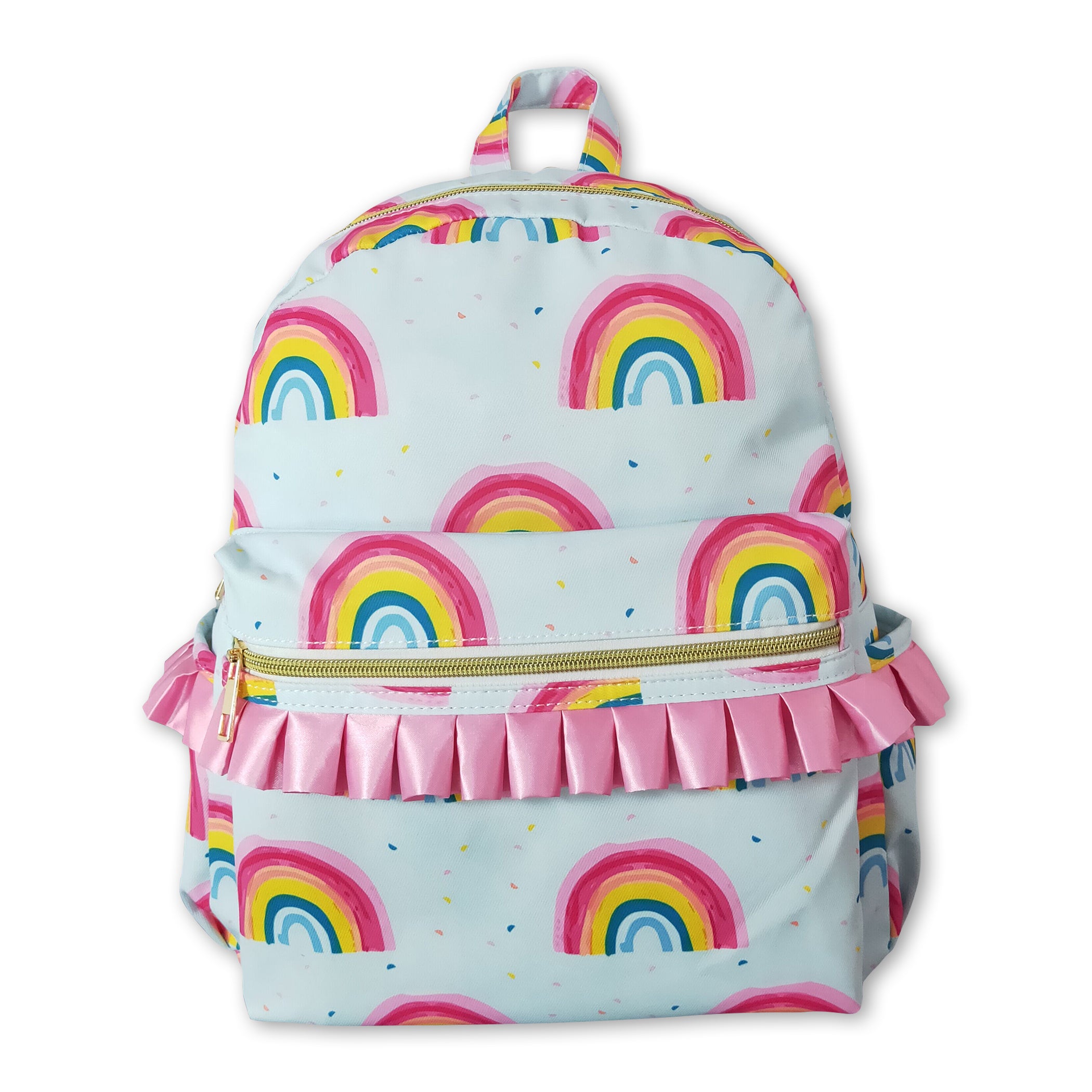 Colorful rainbow ruffle kids girls backpack – Western kids clothes