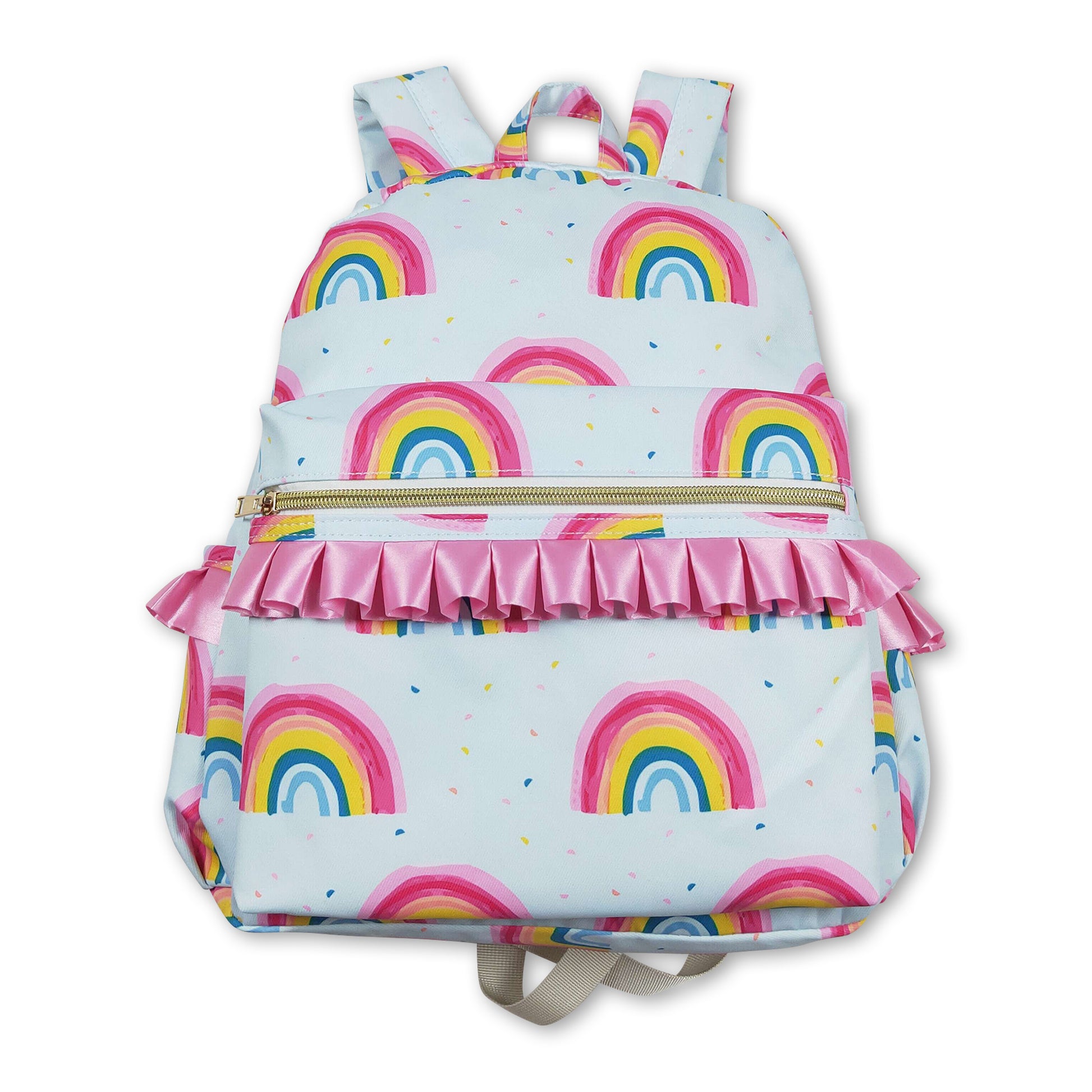 Colorful rainbow ruffle kids girls backpack – Western kids clothes