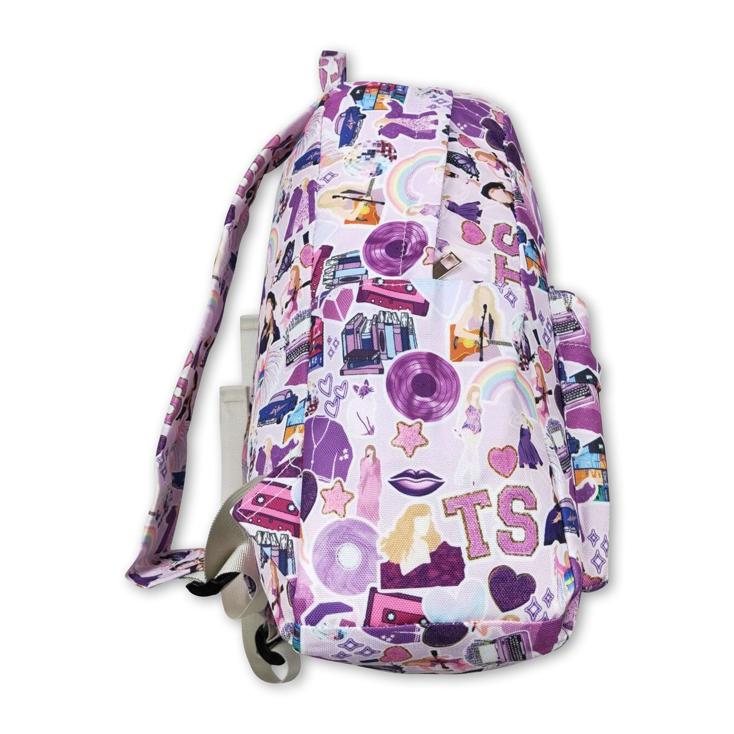 Lavender heart guitar singer girls backpack