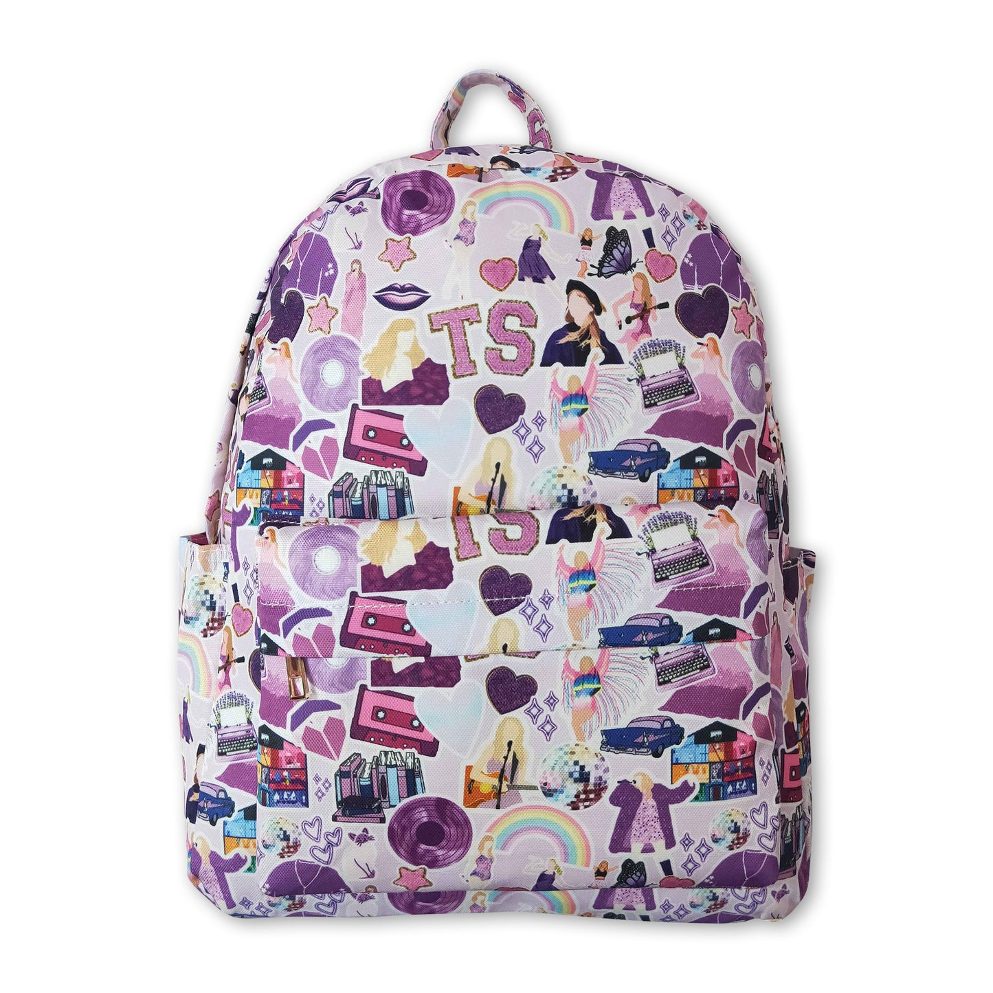 Lavender heart guitar singer girls backpack