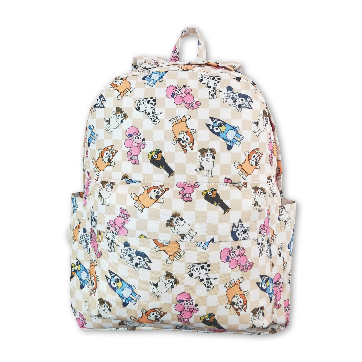 Khaki plaid dog kids backpack ship from US