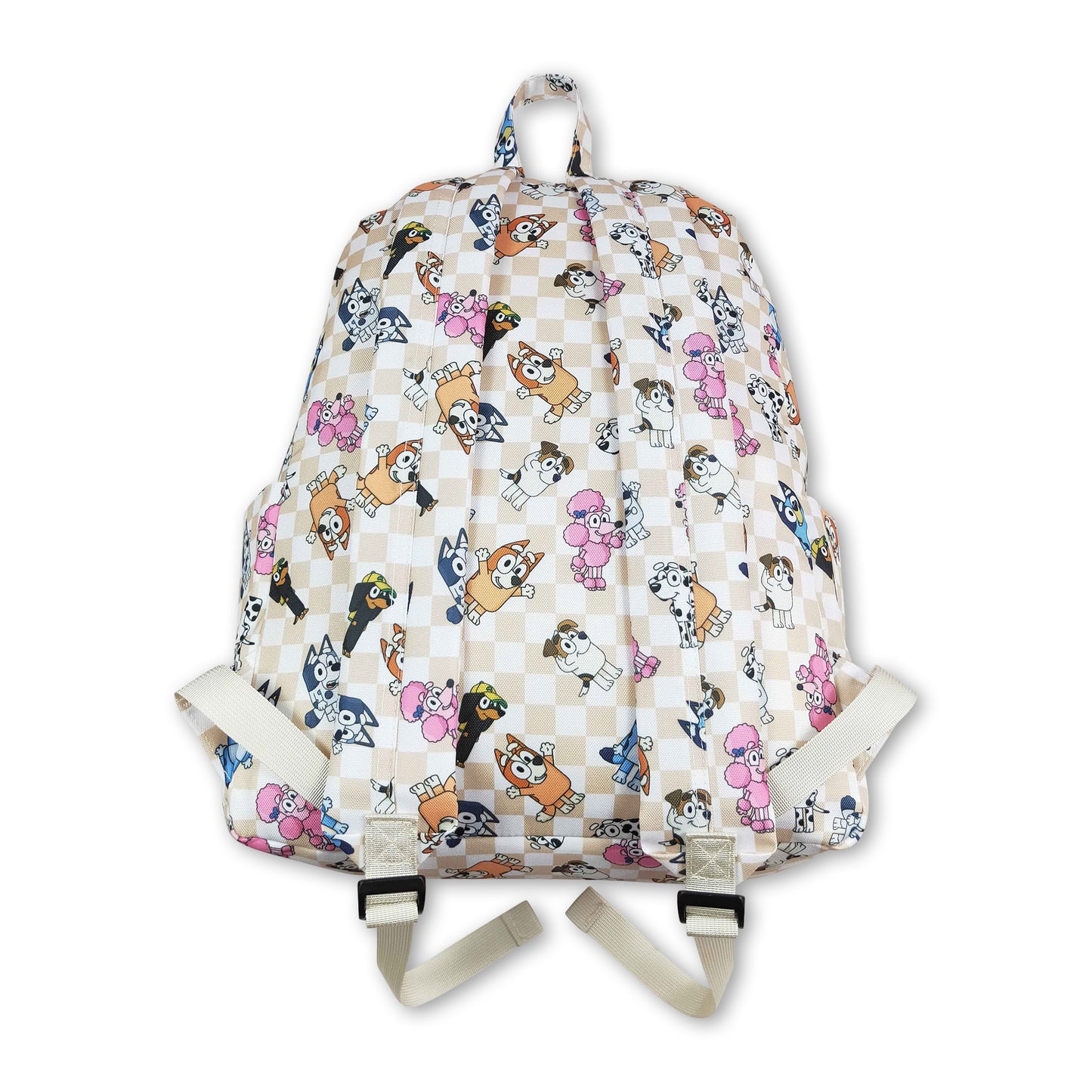 Khaki plaid dog kids backpack ship from US