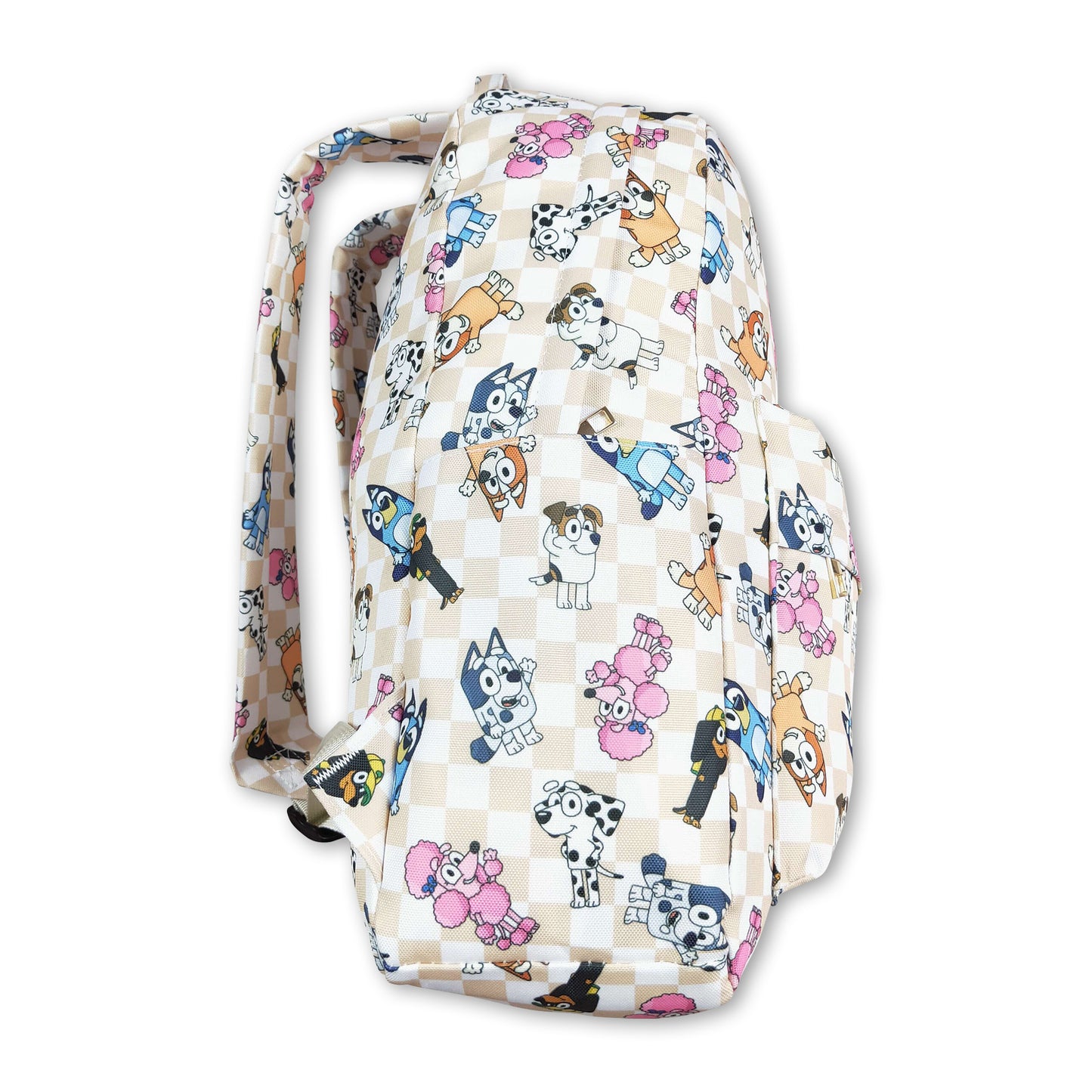 Khaki plaid dog kids backpack ship from US