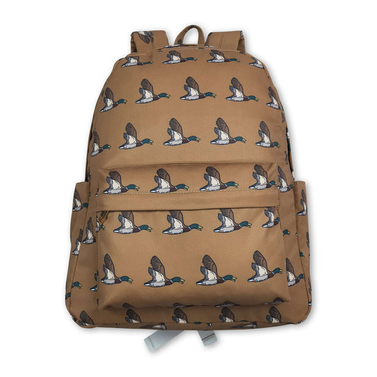 Brown duck print kids boys backpack