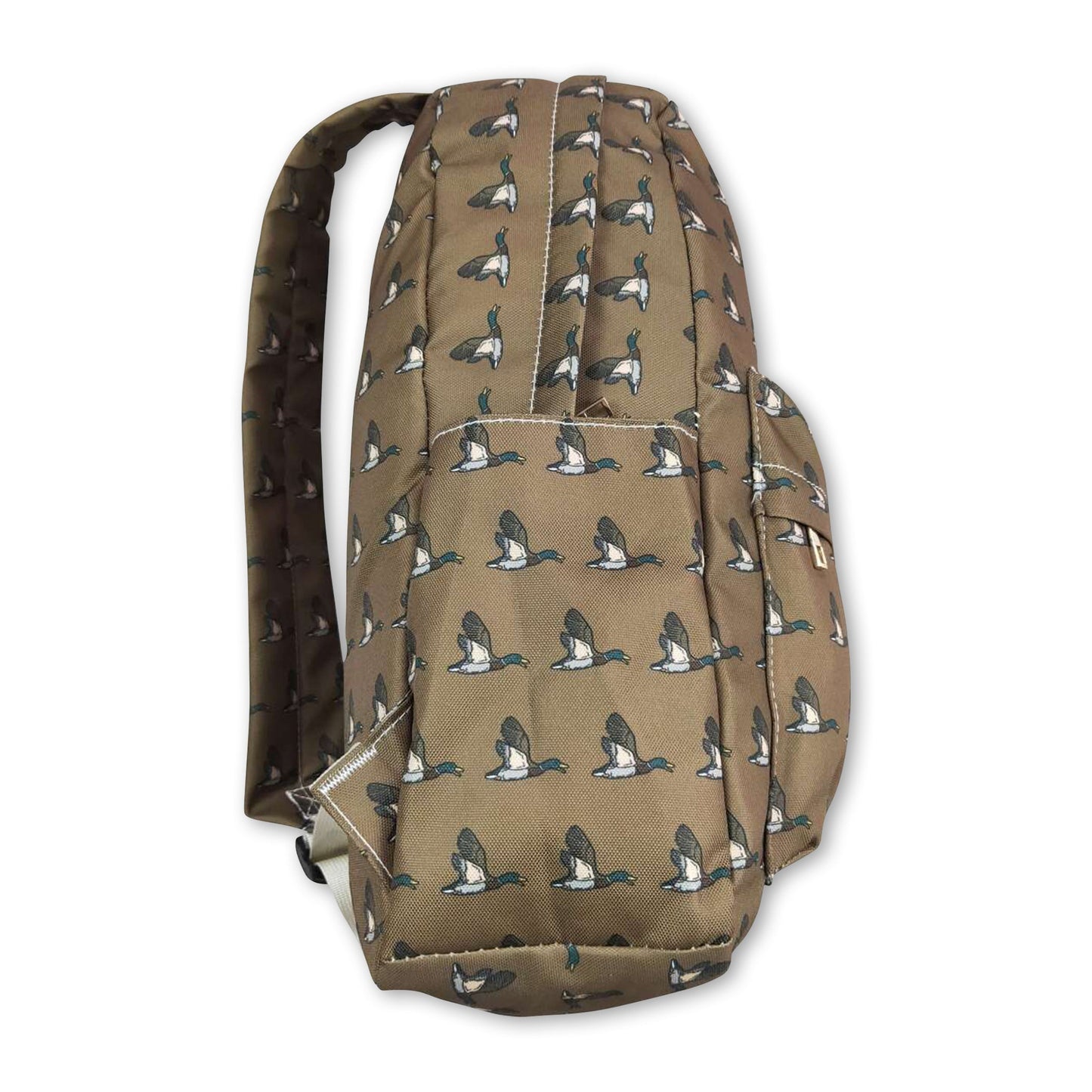 Brown duck print kids boys backpack