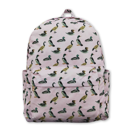 Pink duck print kids girls backpack