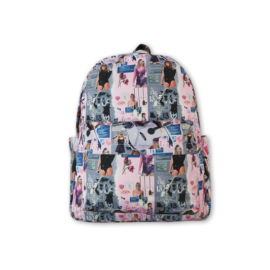 Guitar patchwork singer kids girls backpack