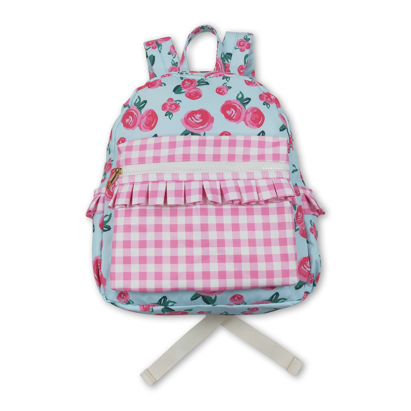 Pink plaid ruffle floral baby girls backpack ship from US