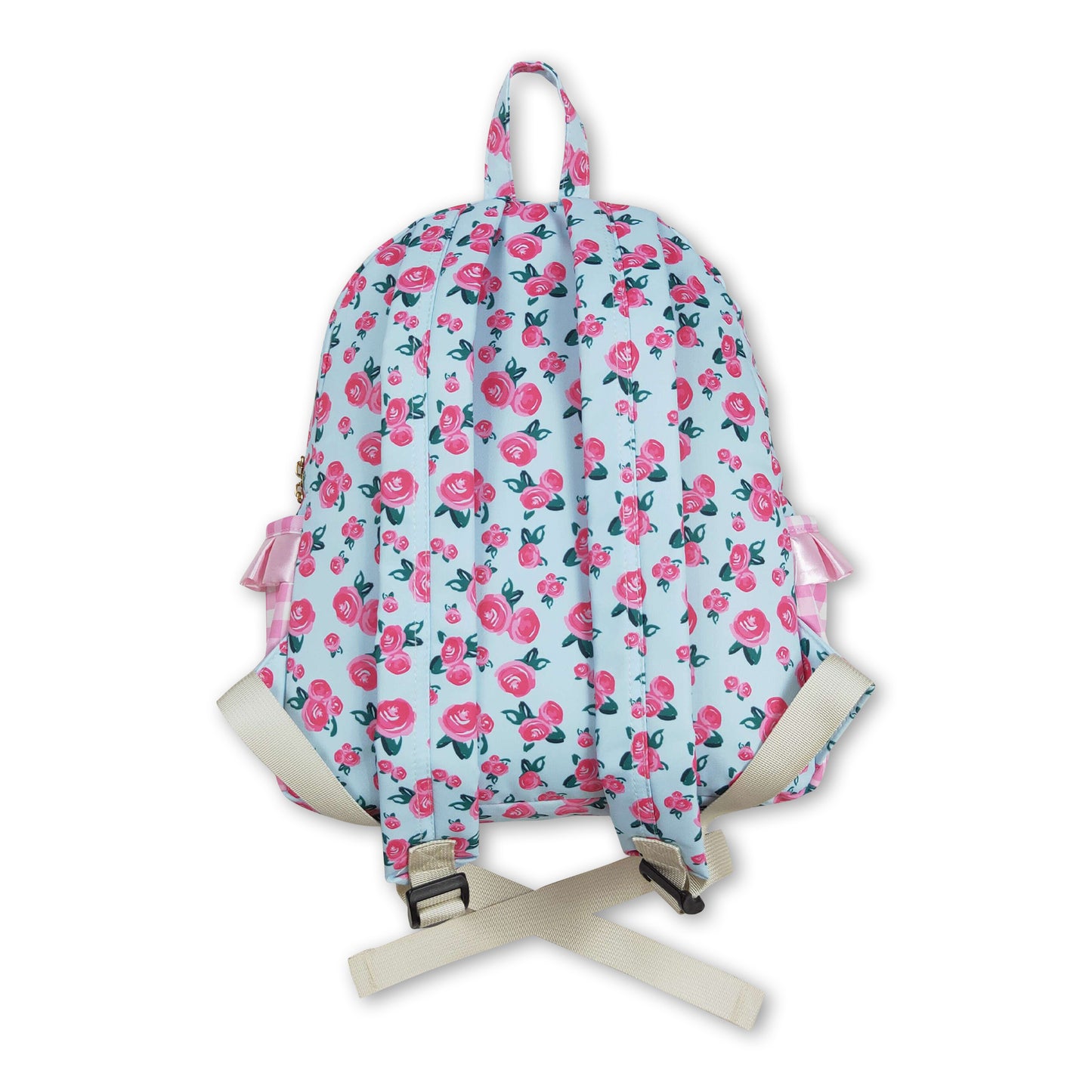 Pink plaid ruffle floral baby girls backpack