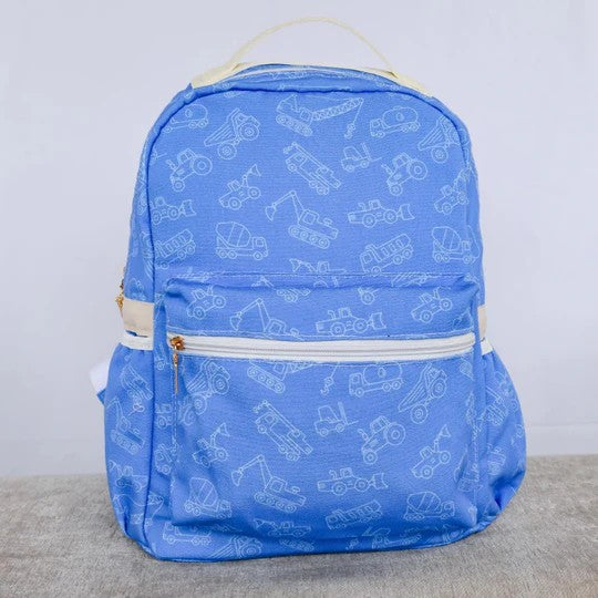 Blue constructions kids boys backpack