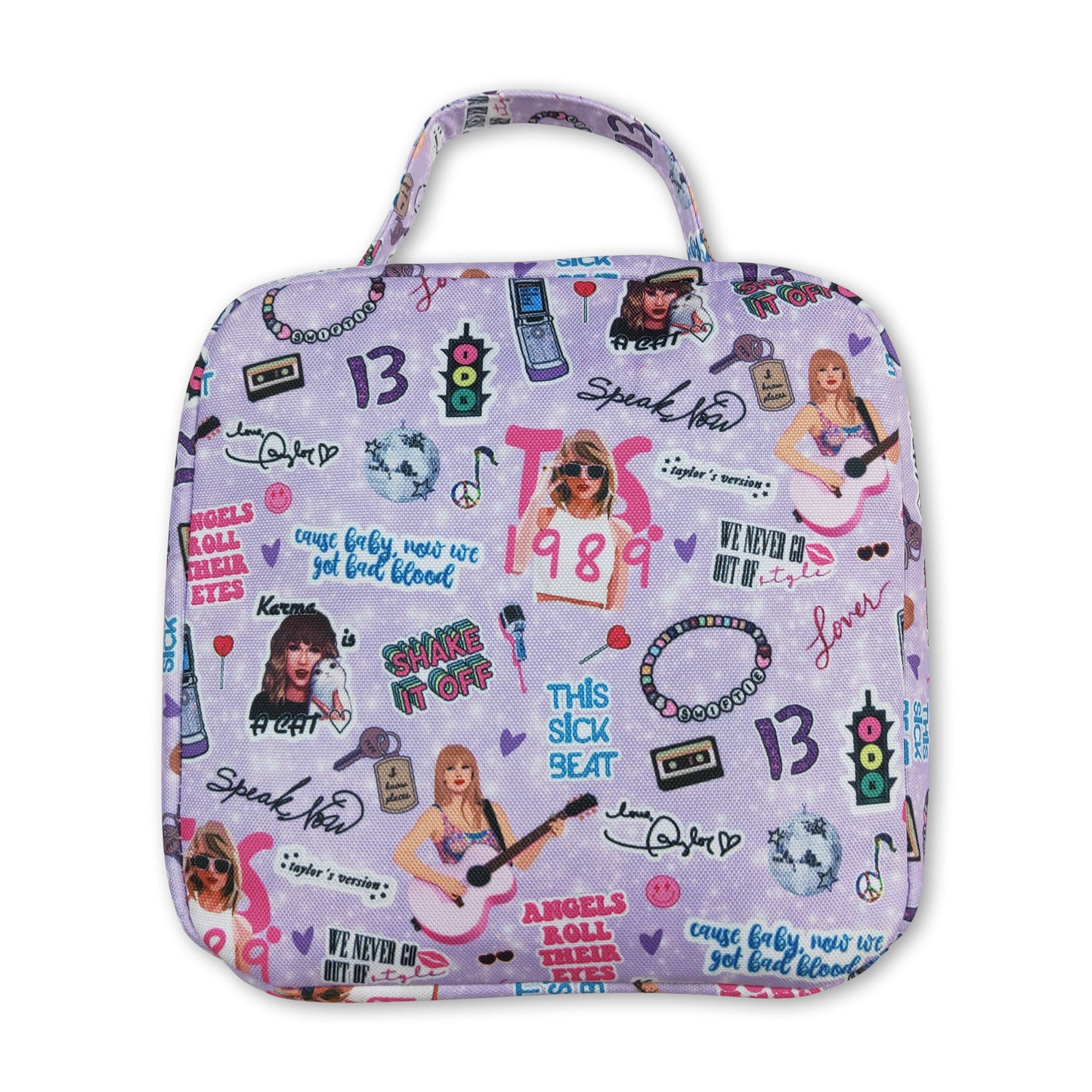 Lavender singer print kids girls lunch box bag