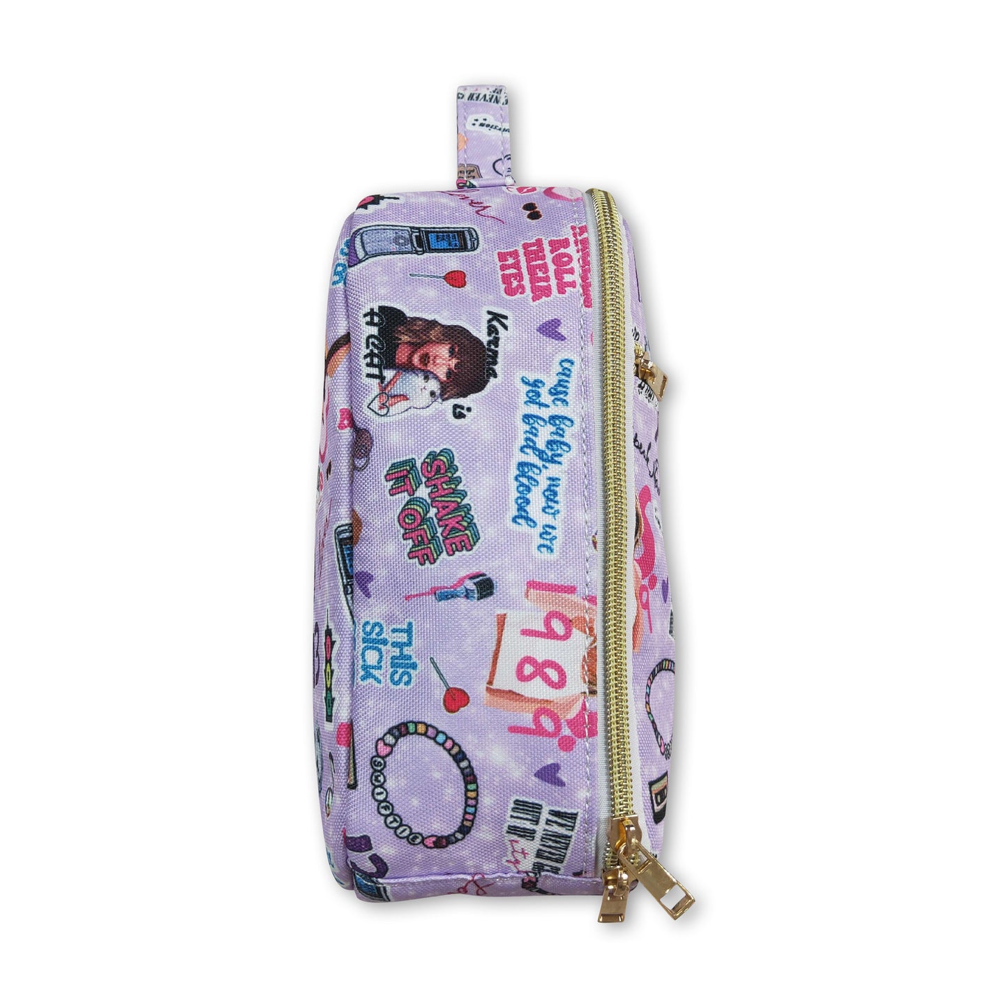 Lavender singer print kids girls lunch box bag