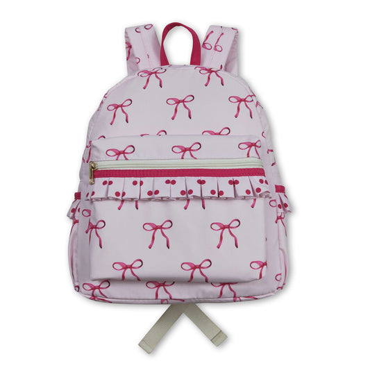 Pink bow polka dots ruffle kids girls backpack ship from US