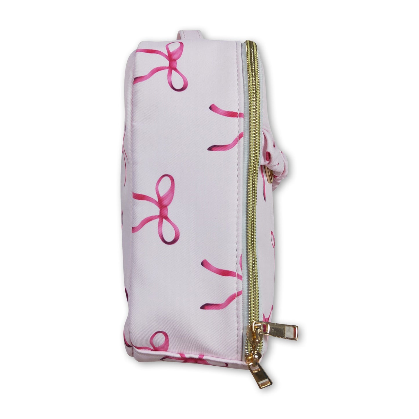 Pink bow polka dots ruffle kids girls lunch box bag