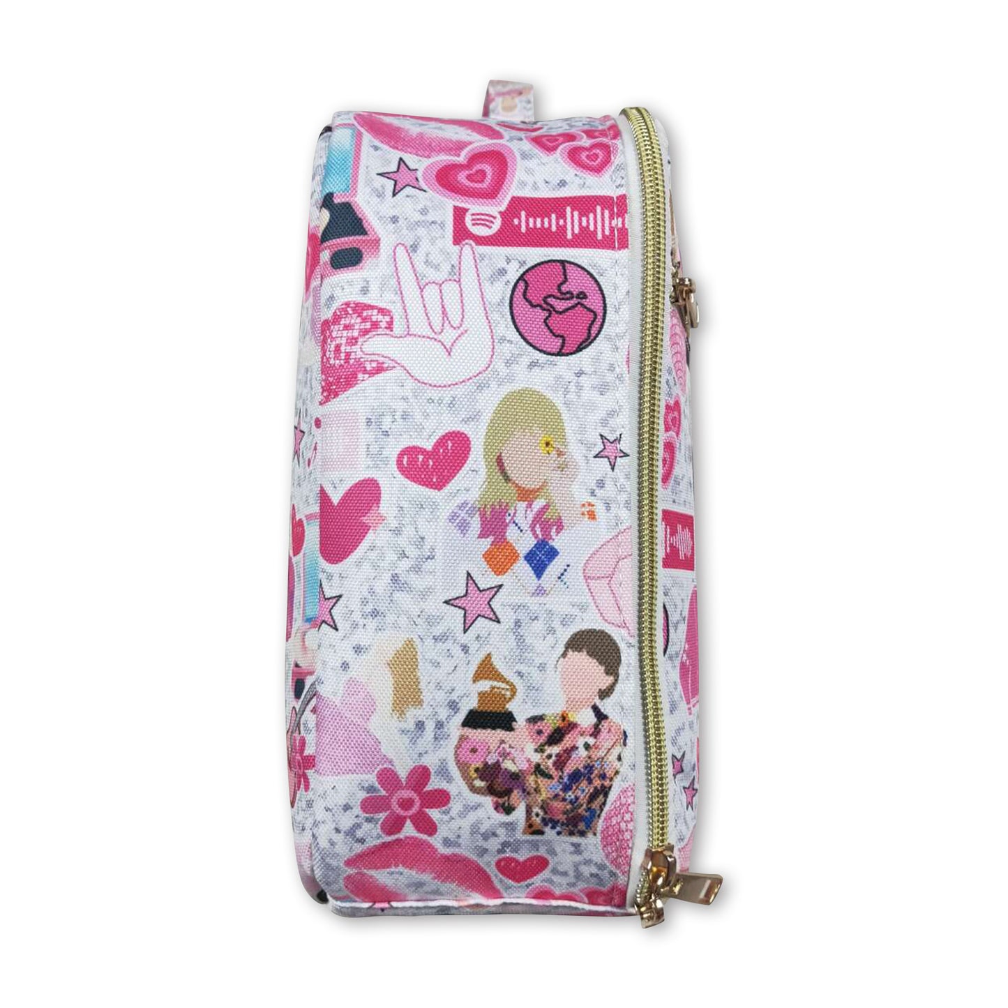 Pink smile butterfly singer girls lunch box bag