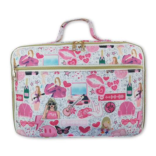 Pink smile butterfly singer girls lunch box bag