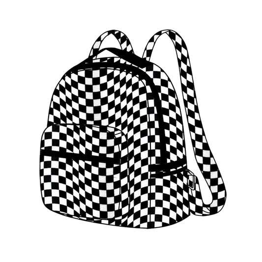 Black plaid kids girls backpack