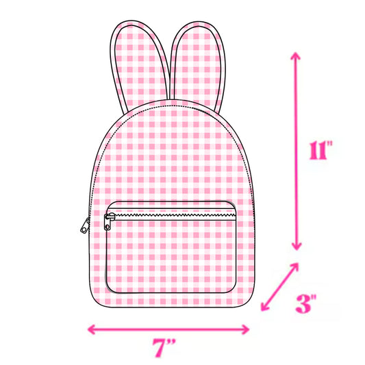 Pink plaid ears kids girls Easter backpack