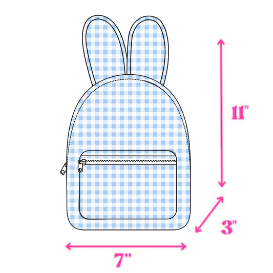 Light blue plaid ears kids boys Easter backpack
