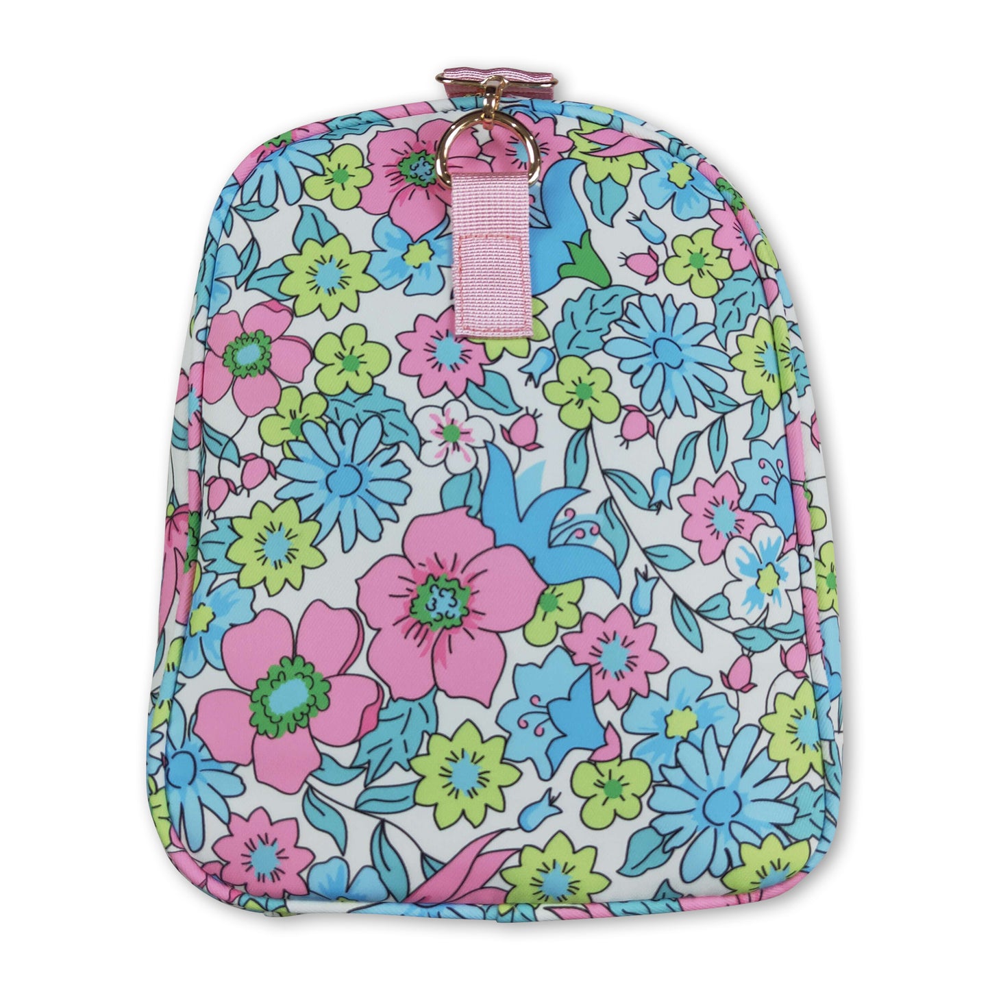 Pink ruffle band floral women duffel bag