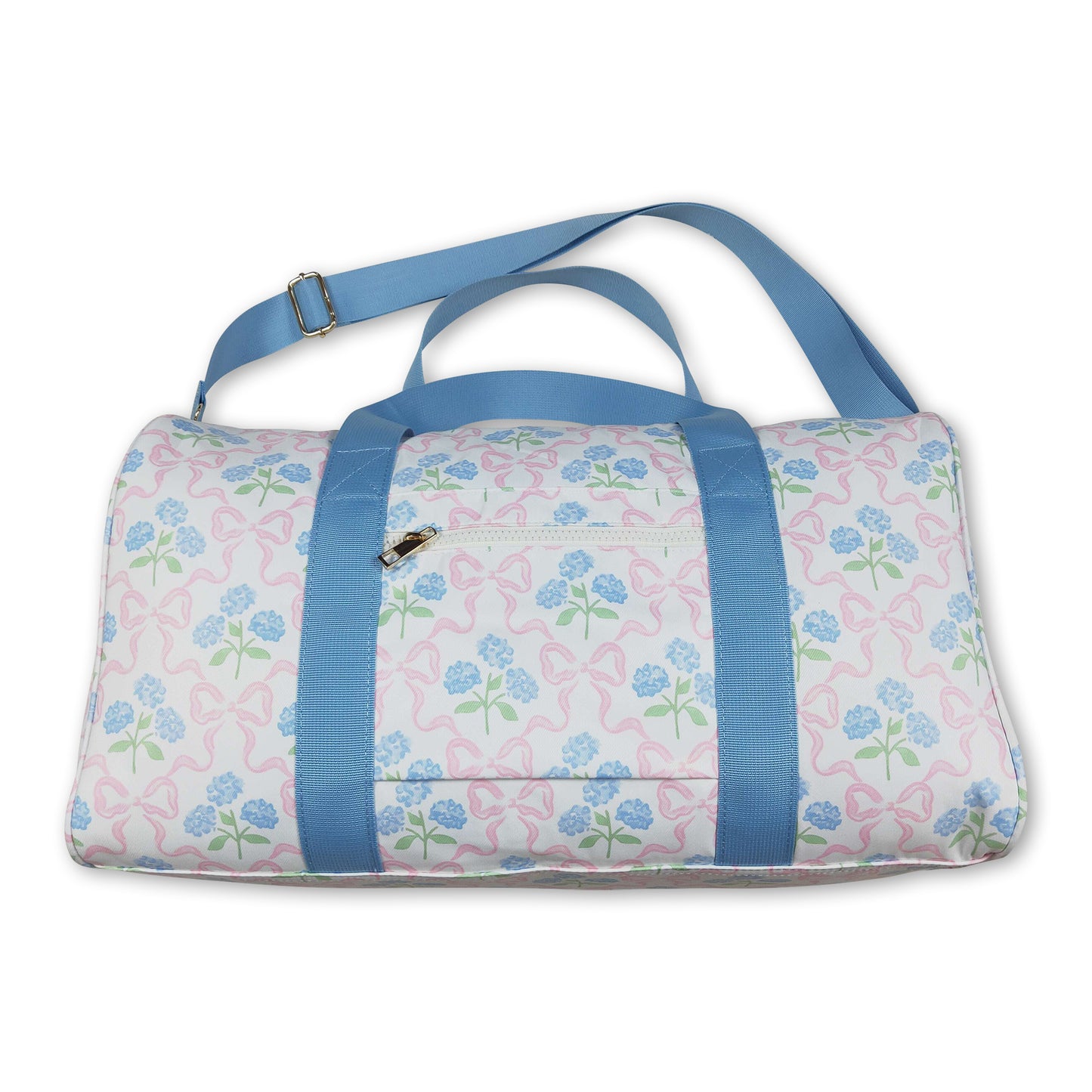 Light blue ruffle band floral bow women duffel bag ship from US