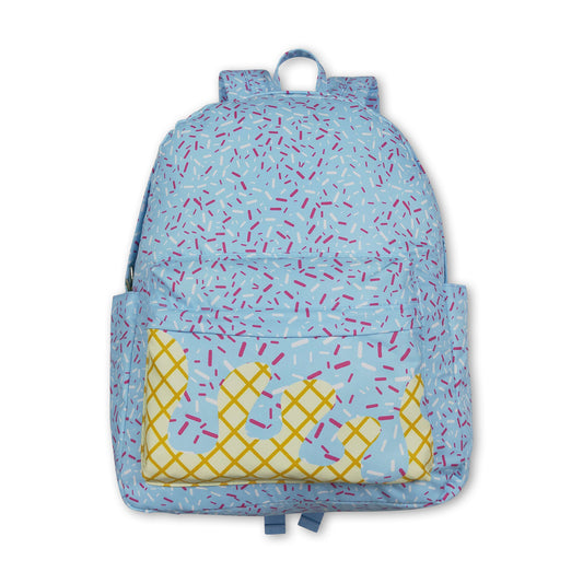 Light blue ice cream sprinkle kids backpack ship from US