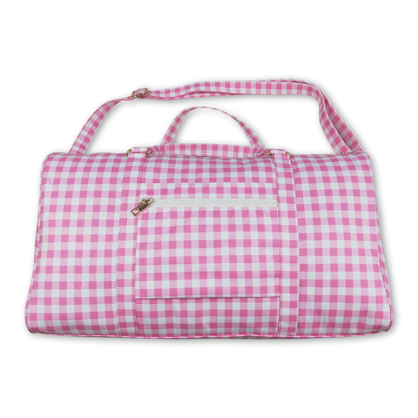 Pink plaid ruffle women duffel bag Free ship from US
