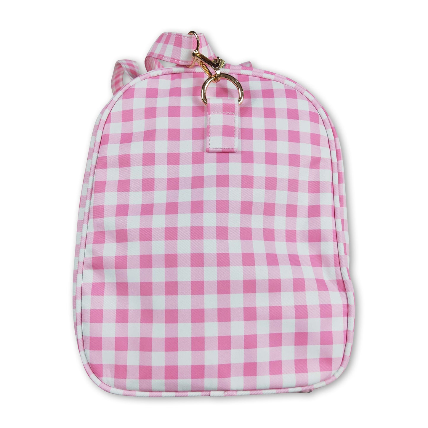 Pink plaid ruffle women duffel bag