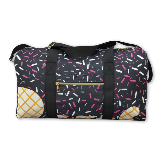 Black ice cream sprinkle team duffel bag