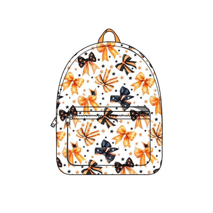 Black orange bow kids girls Halloween backpacks