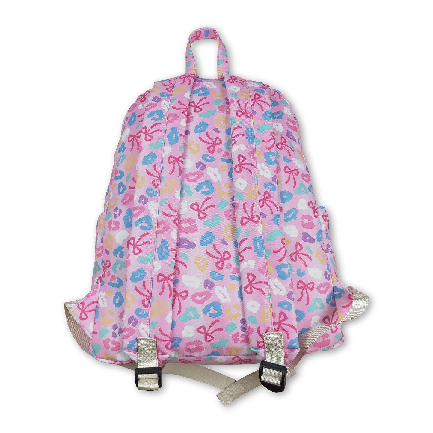 Pink leopard bow kids girls backpack