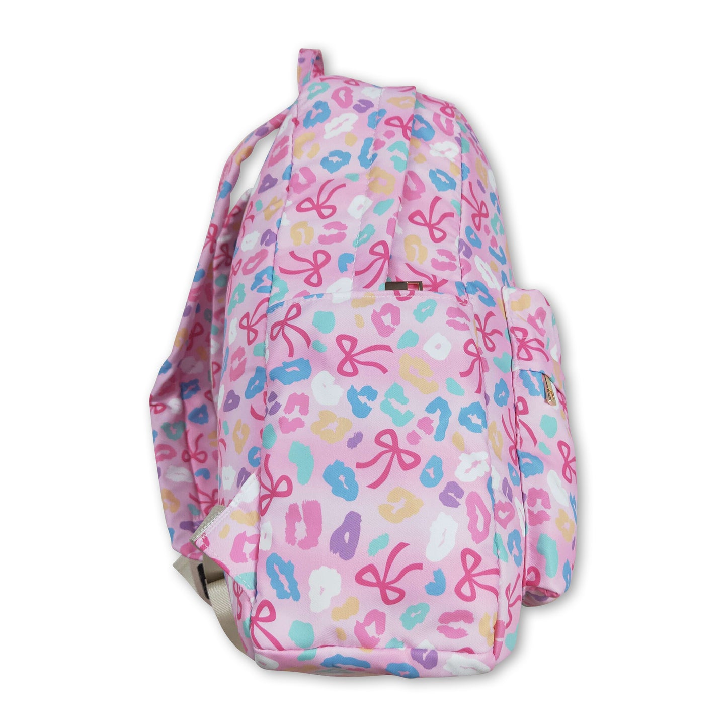 Pink leopard bow kids girls backpack