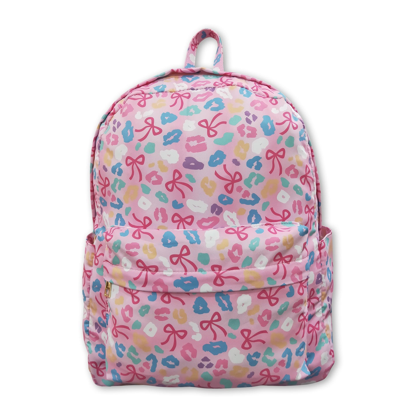 Pink leopard bow kids girls backpack
