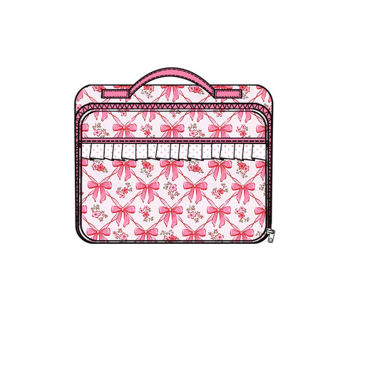 Polka dots ruffle pink bow floral girls lunch box bag
