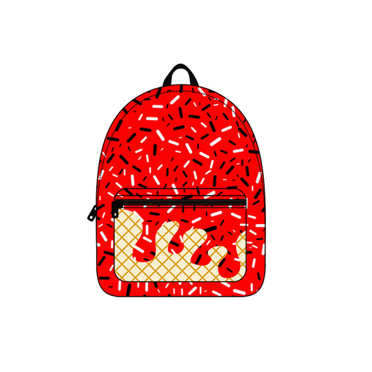 Red ice cream sprinkle kids girls backpack