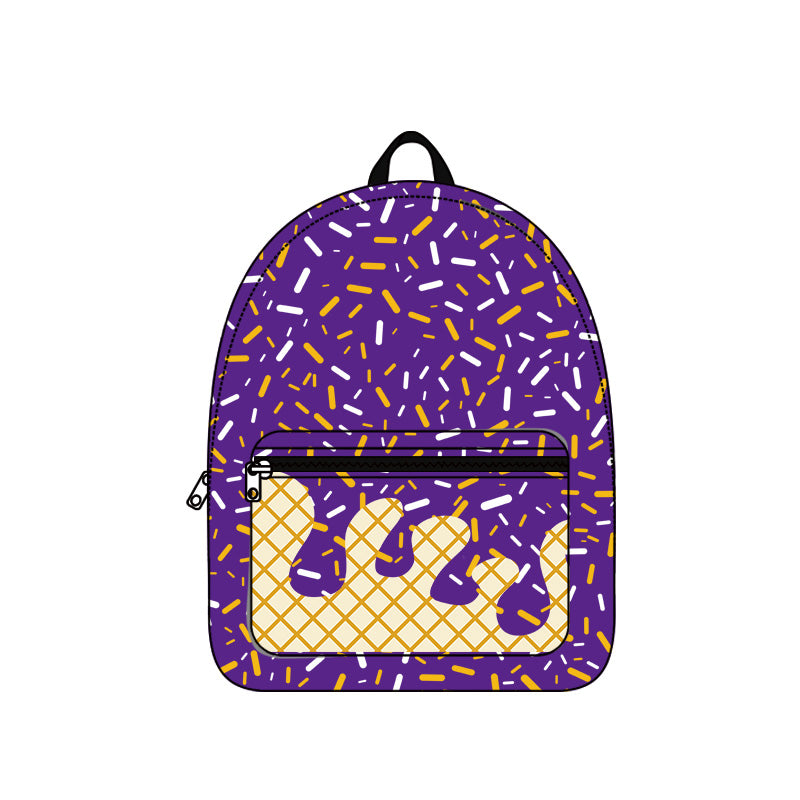 Purple ice cream sprinkle kids girls backpack