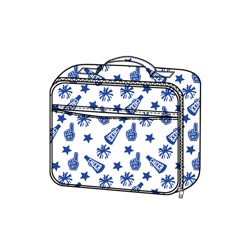 Blue stars firework cheer kids girls lunch box bag