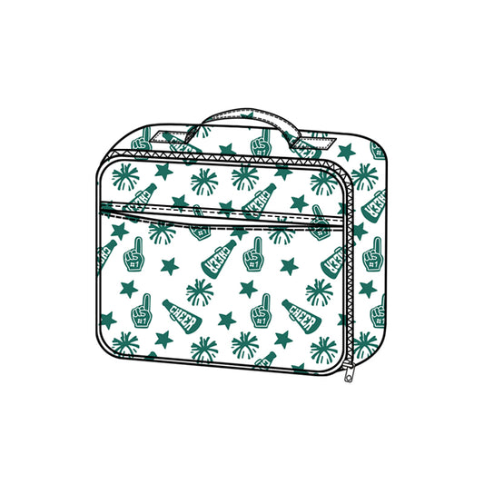 Green stars firework cheer kids girls lunch box bag