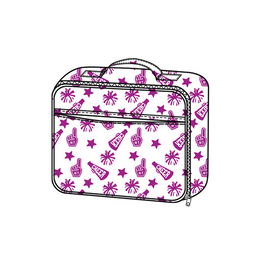 Purple stars firework cheer kids girls lunch box bag