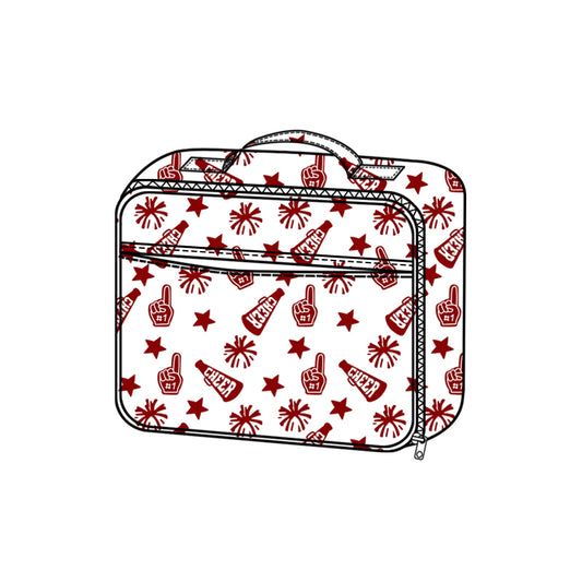 Maroon stars firework cheer kids girls lunch box bag