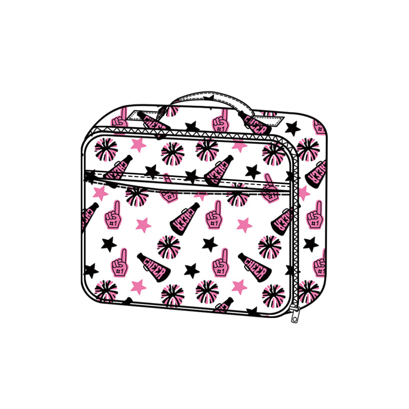 Pink stars firework cheer kids girls lunch box bag