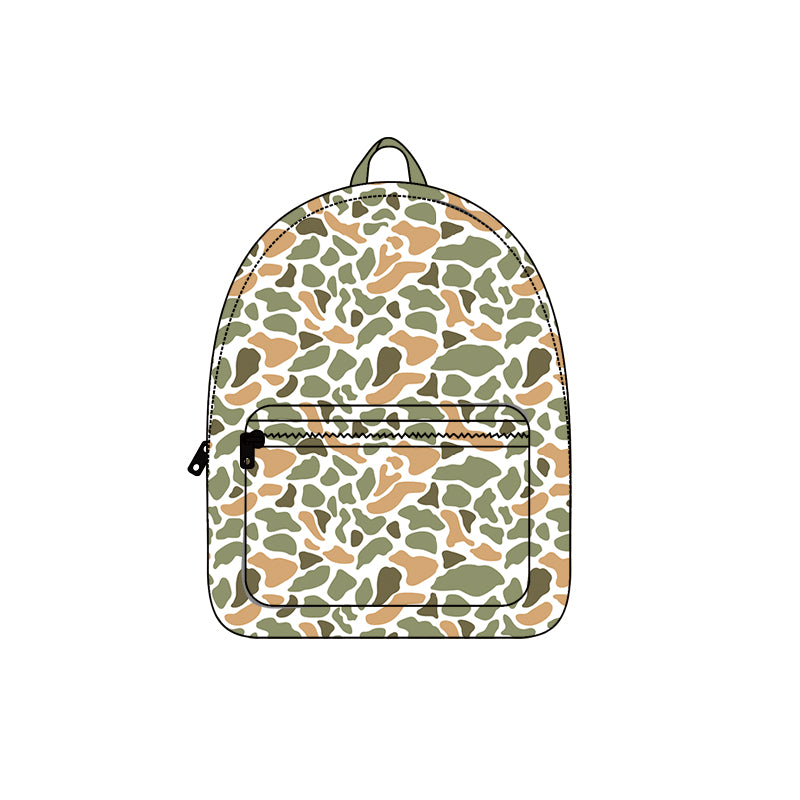Green orange camo kids backpack