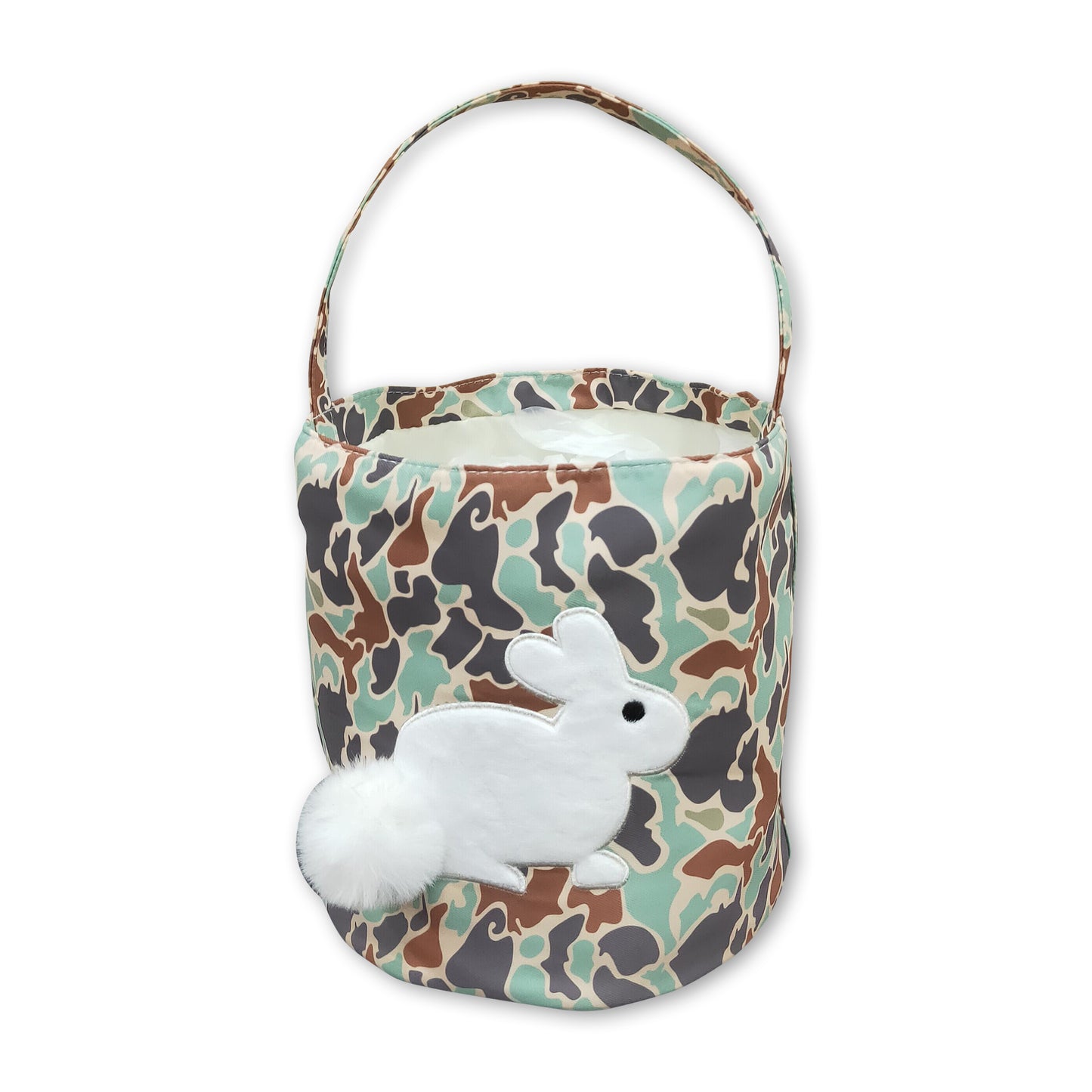 Camo rabbit embroidery kids boys Easter basket
